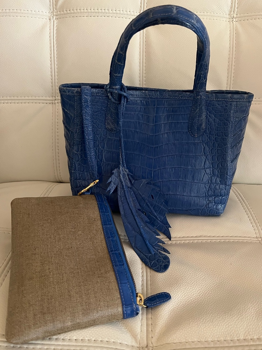 Nancy Gonzalez Blue Sapphire Crocodile Bag 2PC set Wallet Authentic - Picture 13 of 13